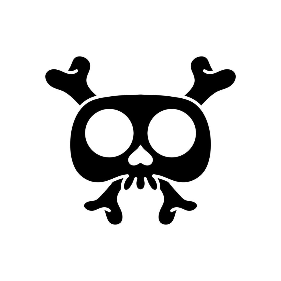 cute black and white skull illustration vector