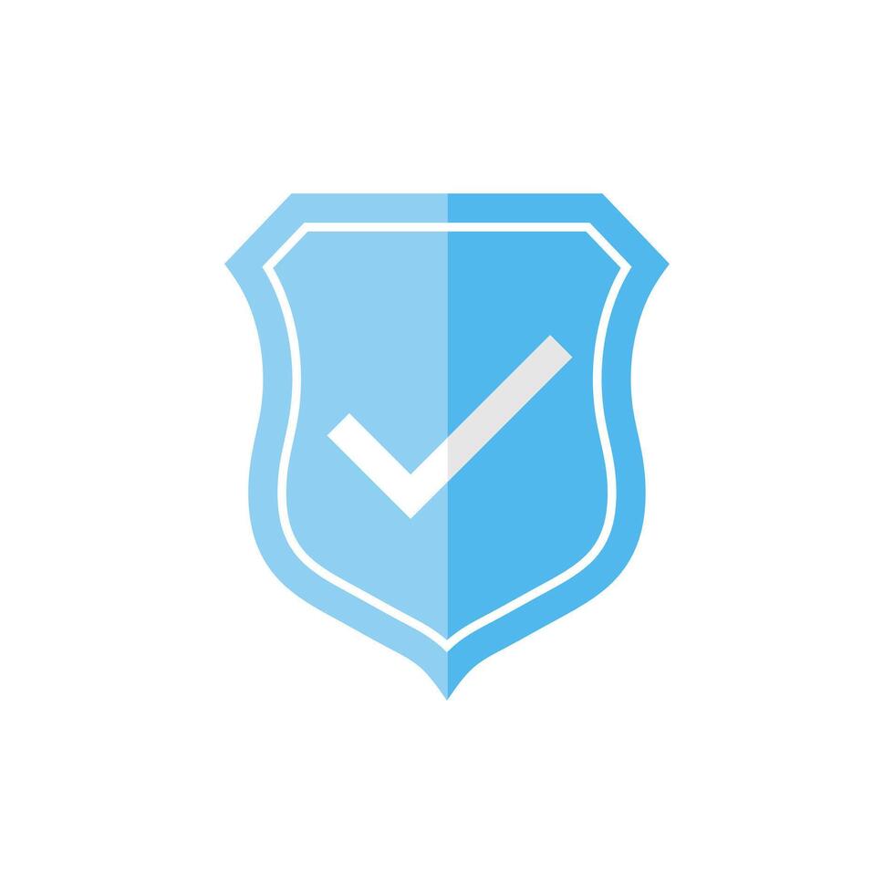 Blue Shield with checkmark. Protection approve sign. vector