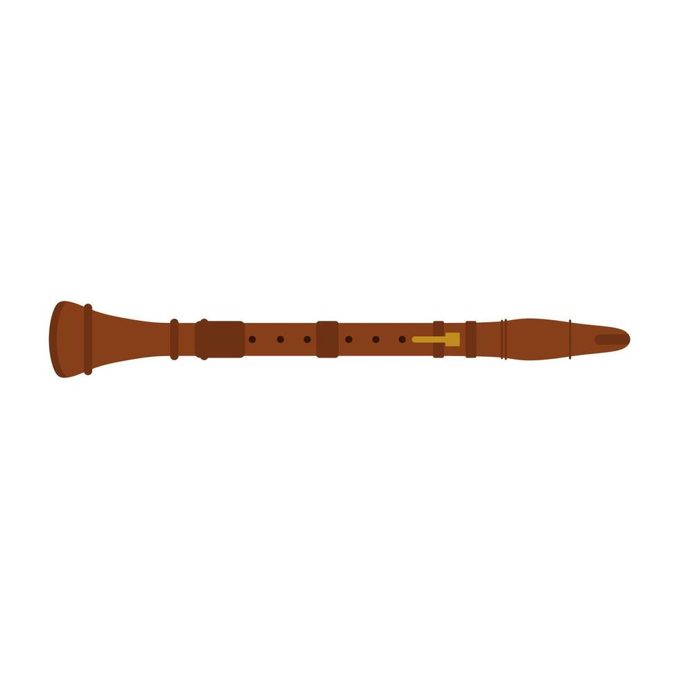 Musical instrument clarinet flat design illustration isolated on white background. vector