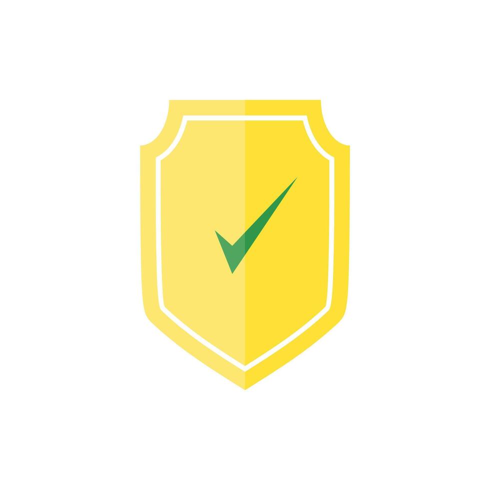 green tick mark approved with yellow shield icon vector
