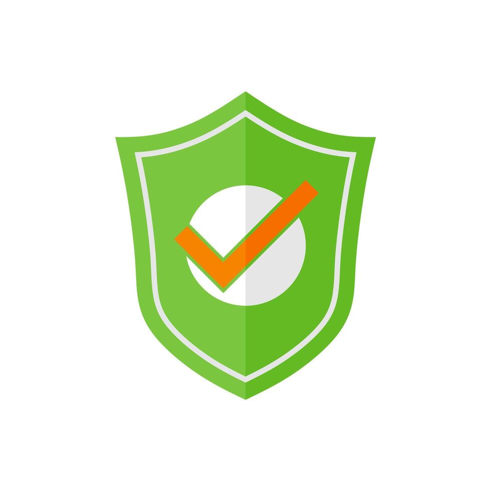 Green Shield and Checkmark Icon on White background, . vector