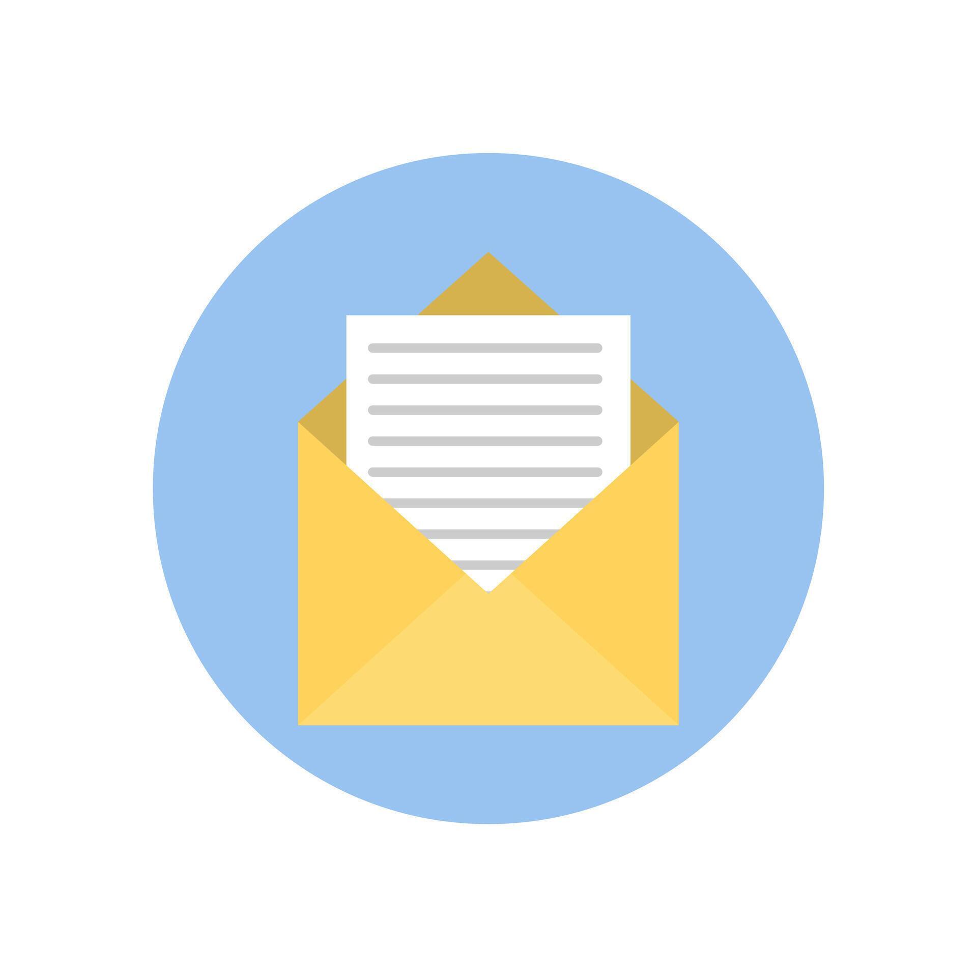 envelope with note paper illustration of letter in an evelope Letter