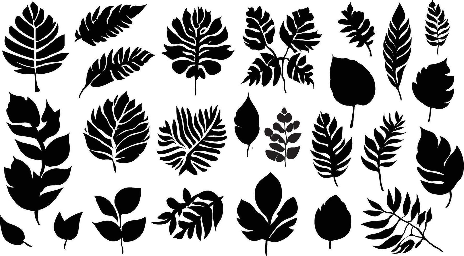 A collection of natural leaves for artwork compositions vector