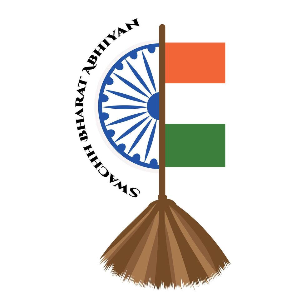 swachh bharat abhiyan, broom clipart, cleanliness isolated on white background vector