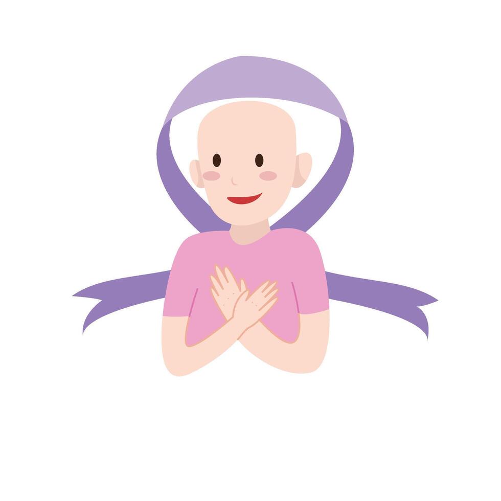 cancer patient hope and purple ribbon vector
