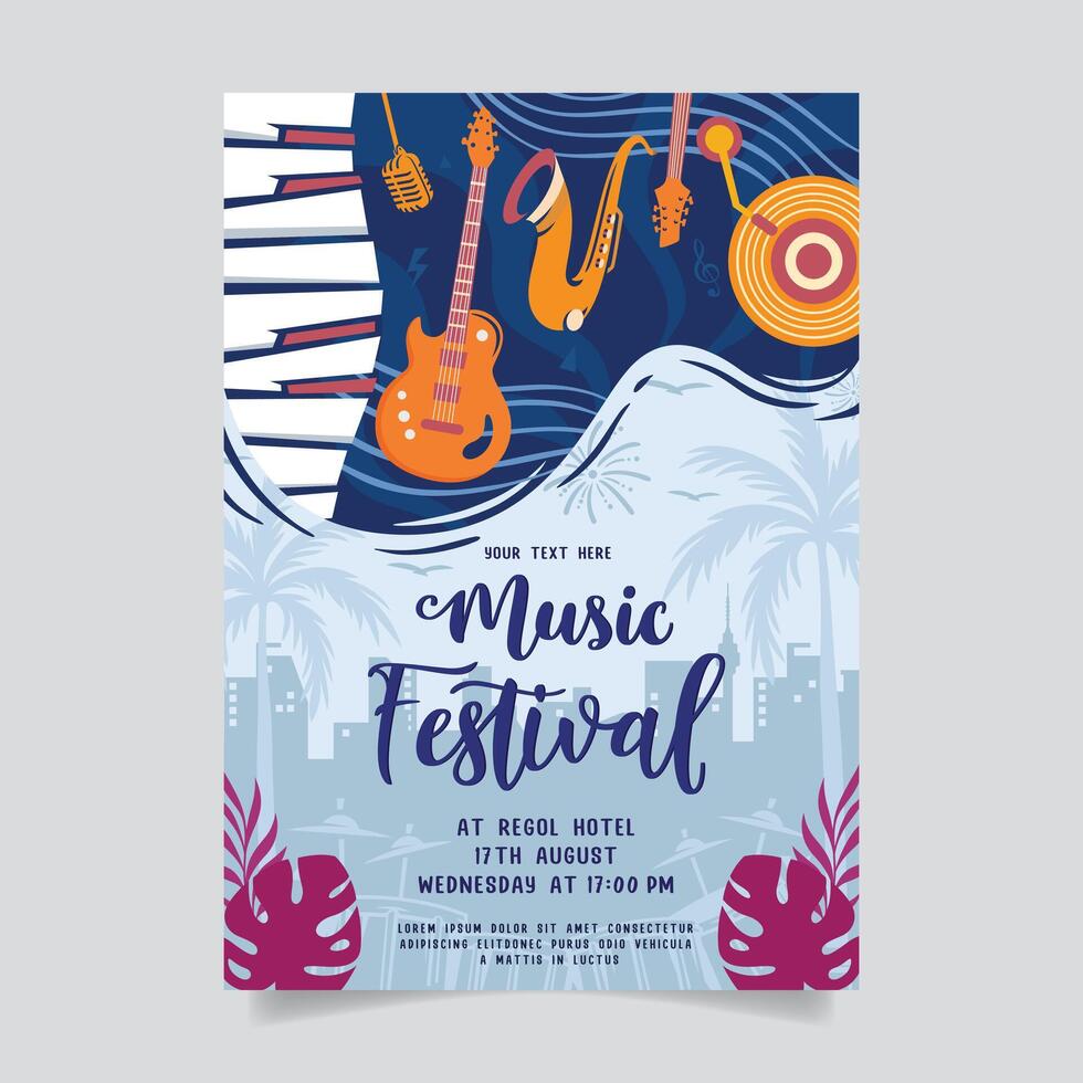 Music party festival in creative style with modern shape template design vector