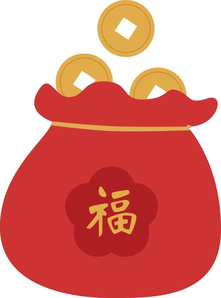 red pocket money with coins vector