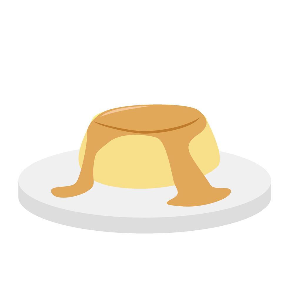 Caramel pudding Dessert Illustration vector