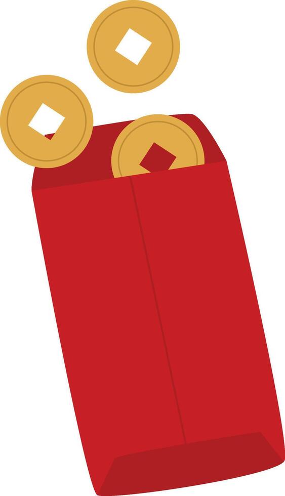 Red pocket hongbao and money coins vector