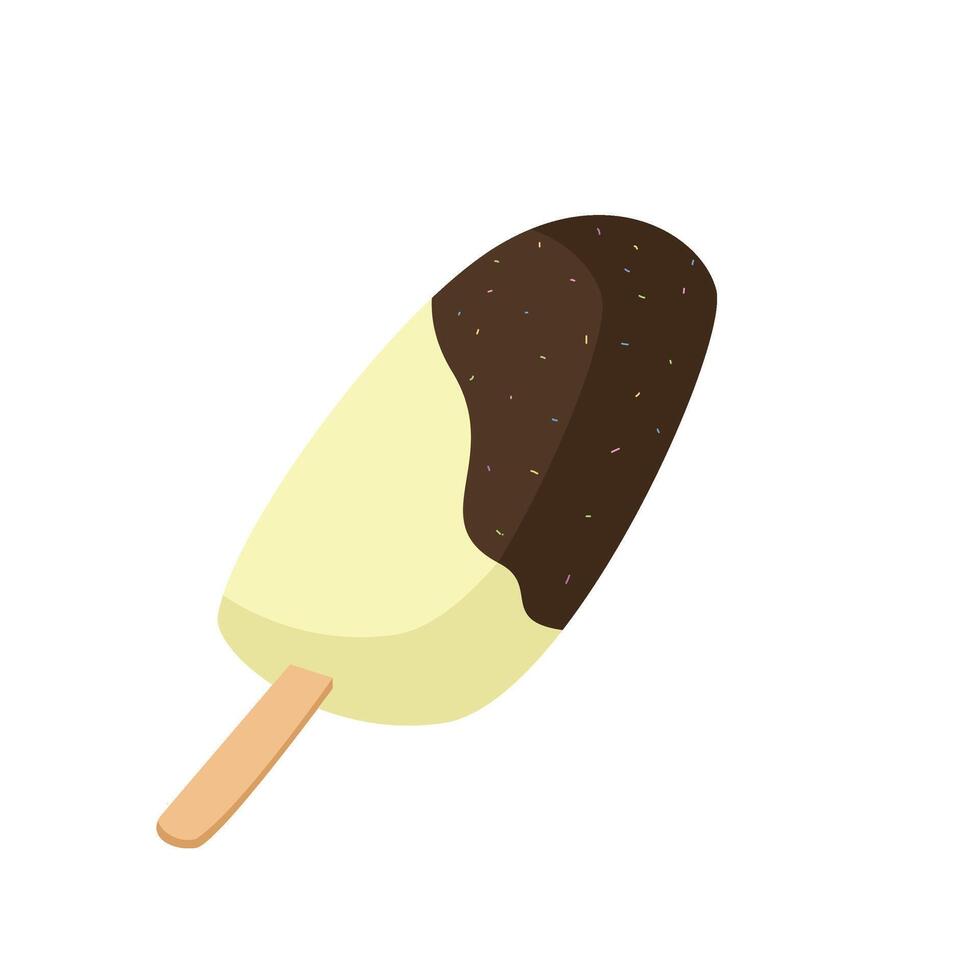 vanilla ice cream dipped in chocolate Dessert Illustration vector
