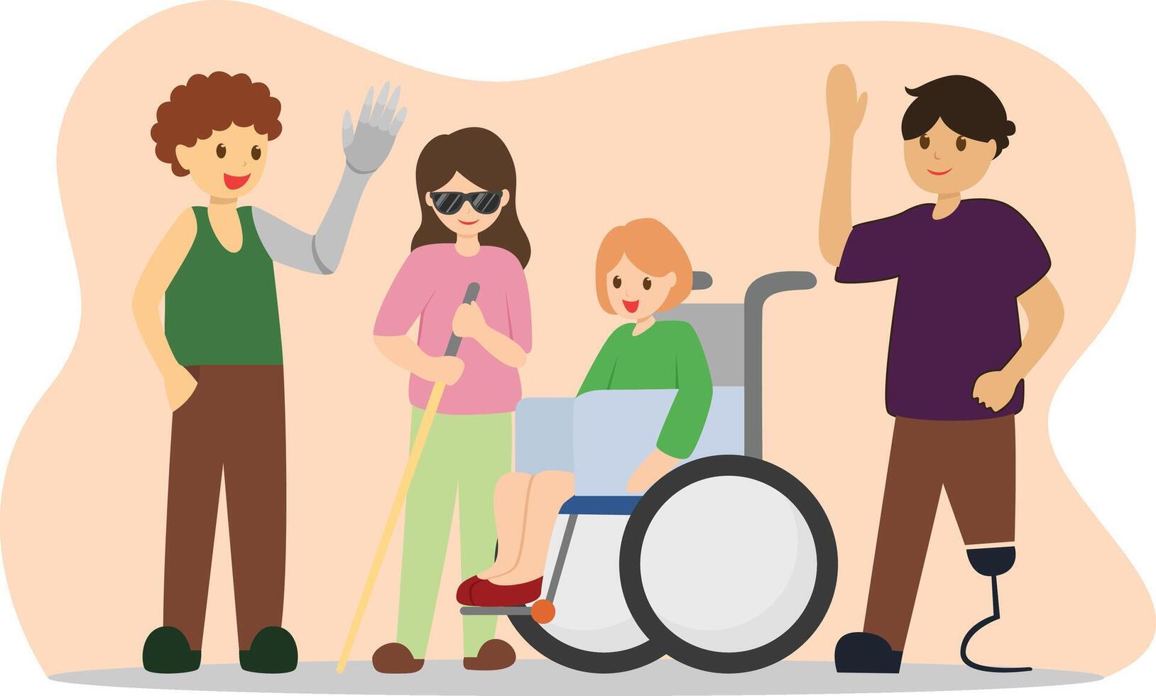 disability together illustration vector