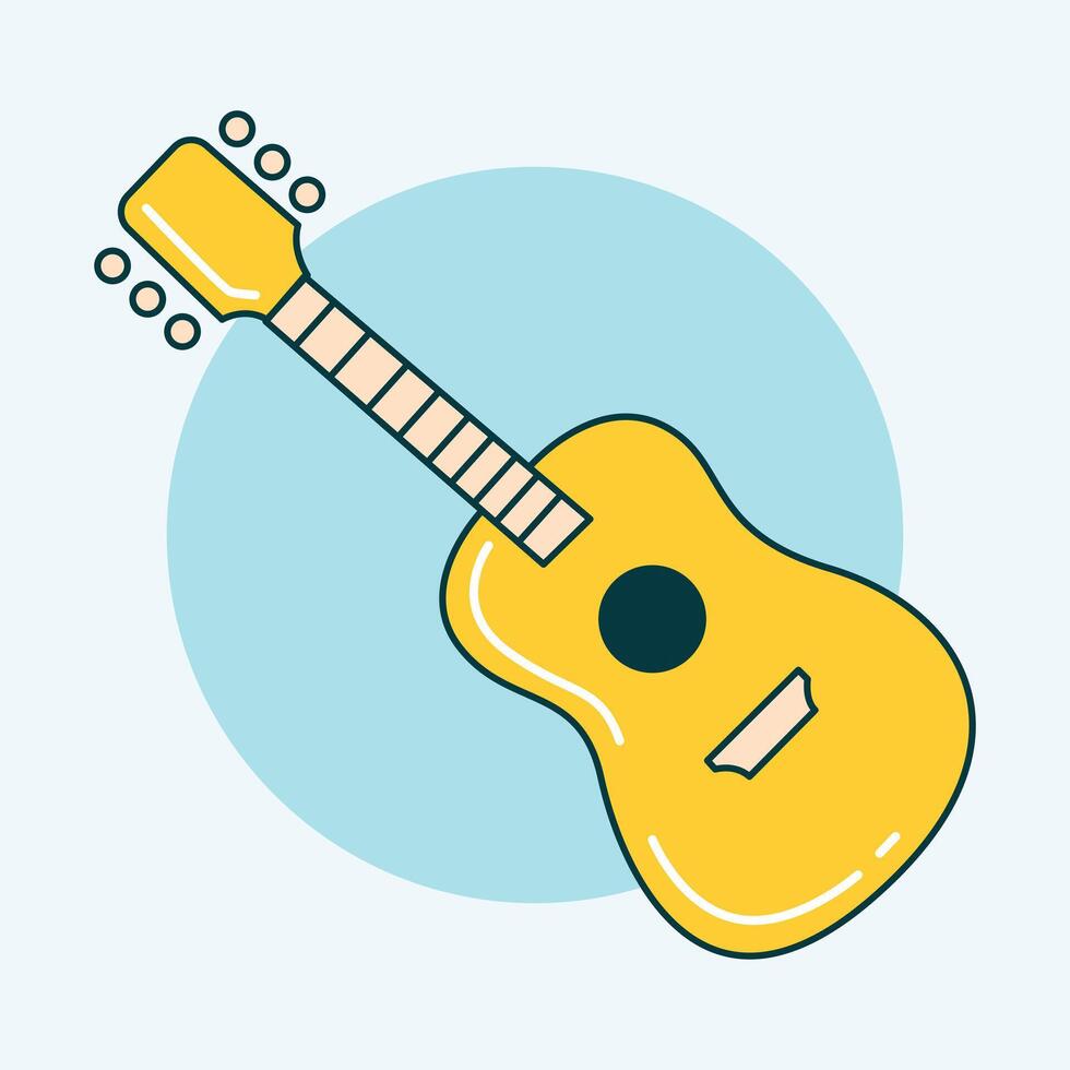 Accoustic guitar yellow color vector