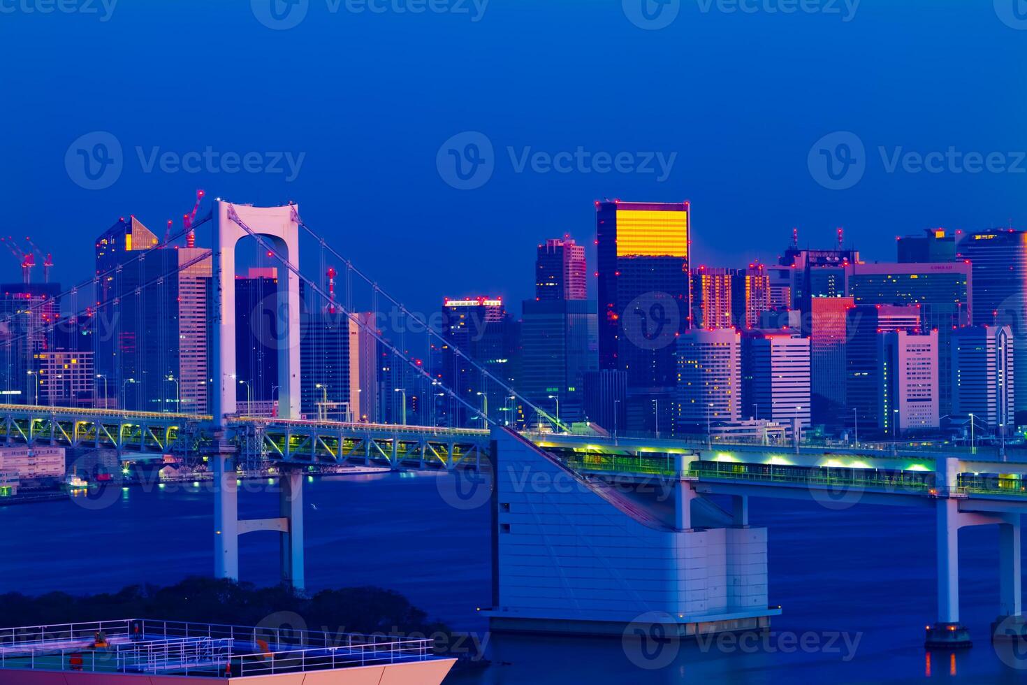 A dawn of the bridge highway at the bay area in Tokyo long shot photo