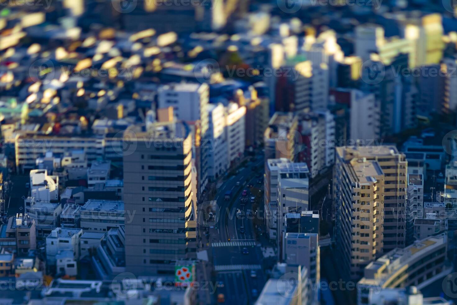 A miniature cityscape at the urban city in Tokyo high angle tiltshift photo