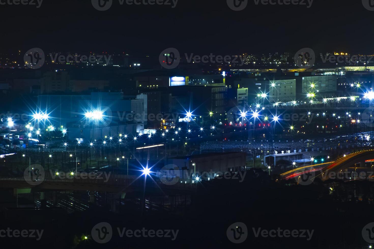 A night cityscape at the urban town in Shinagawa Tokyo photo