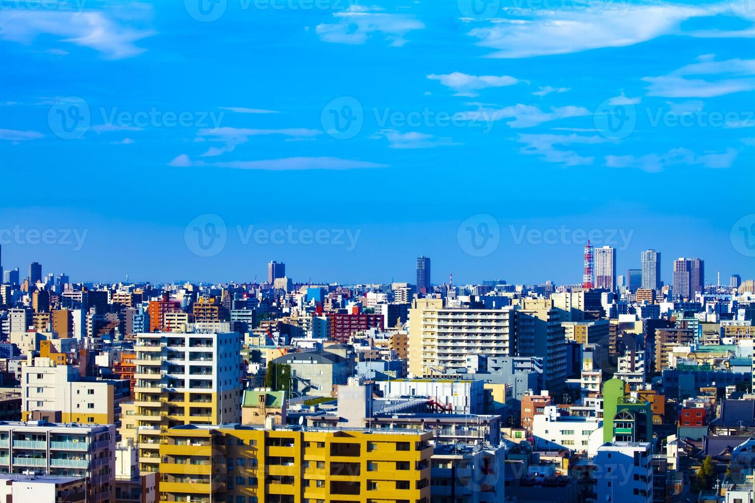 A cityscape at the urban city in Tokyo wide shot photo
