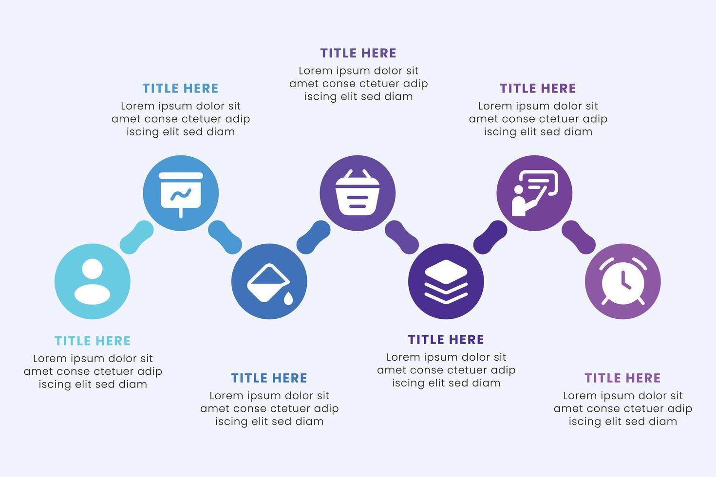 Business Circle chart infographic template design. Timeline concept with 7 steps. Can be used for presentations, workflow layout, diagram, banner, web design, Illustration. vector
