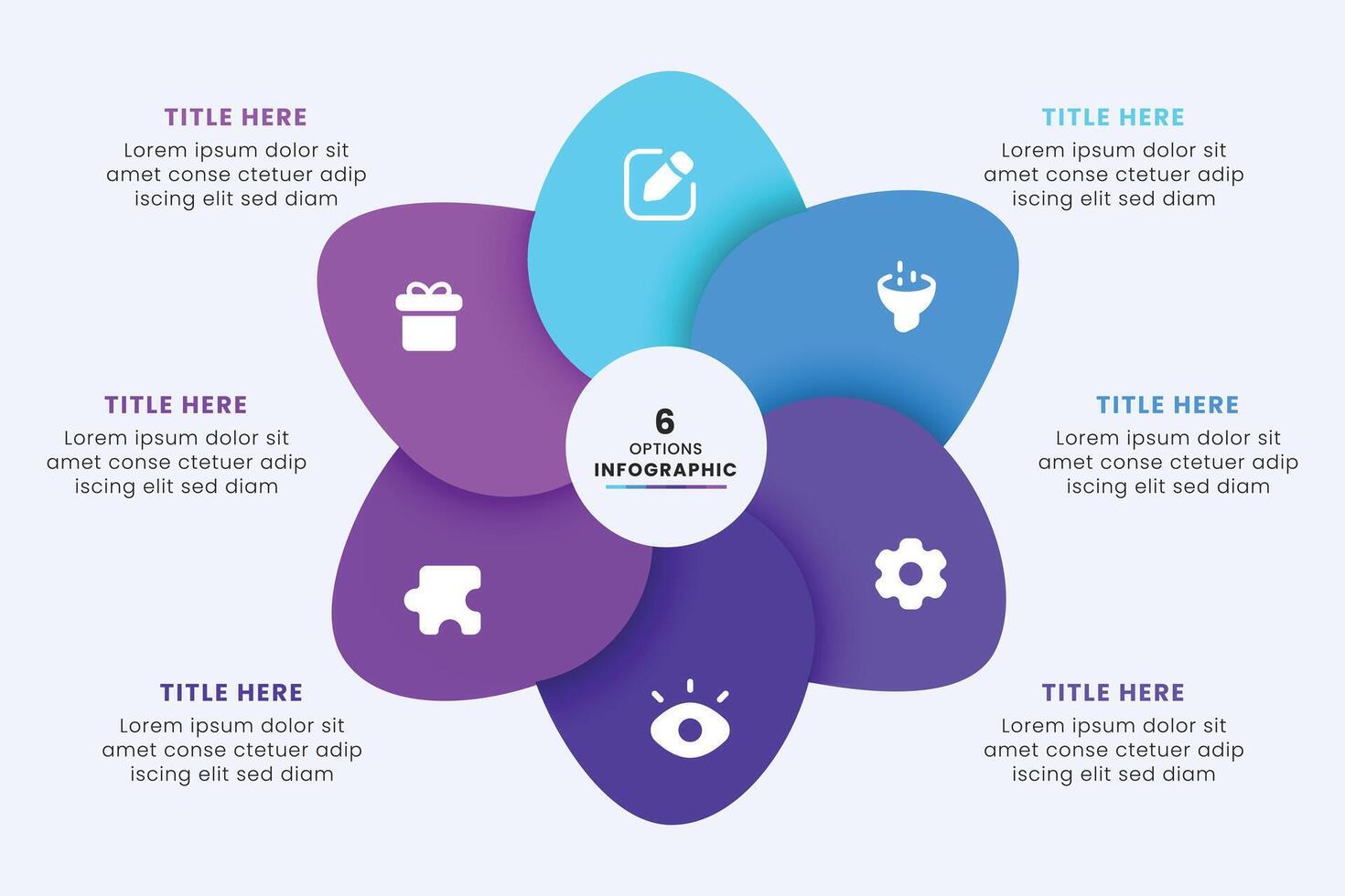 Business Circle chart infographic template design. Timeline concept with 6 steps. Can be used for presentations, workflow layout, diagram, banner, web design, Illustration. vector