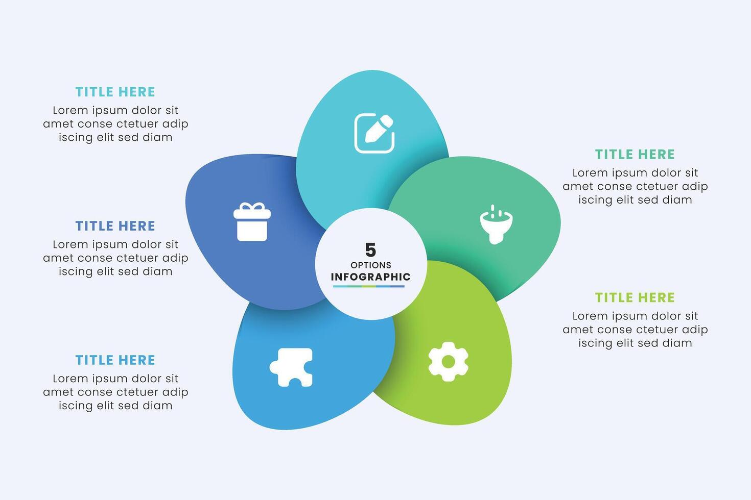 Business Circle chart infographic template design. Timeline concept with 5 steps. Can be used for presentations, workflow layout, diagram, banner, web design, Illustration. vector