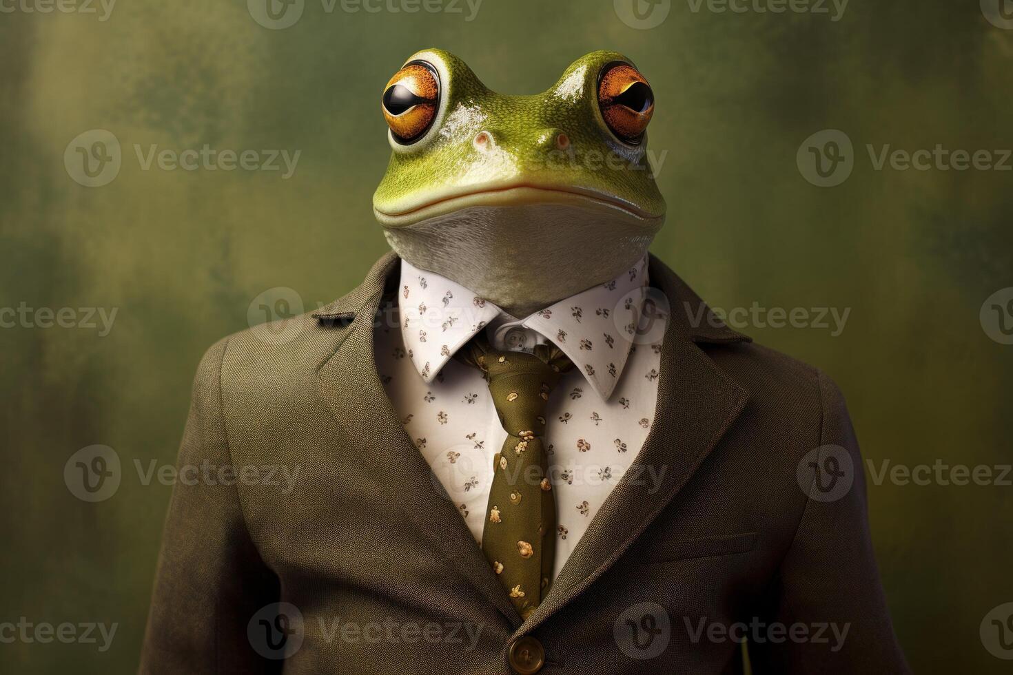 Elegant frog in suit and tie photo