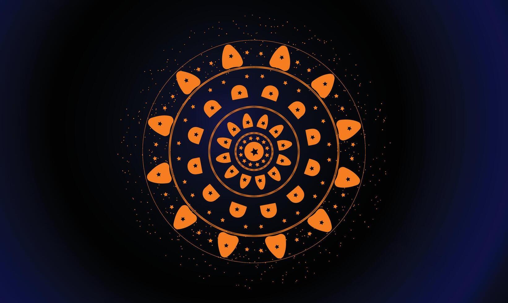 A circular design with orange and black dots on a dark background vector