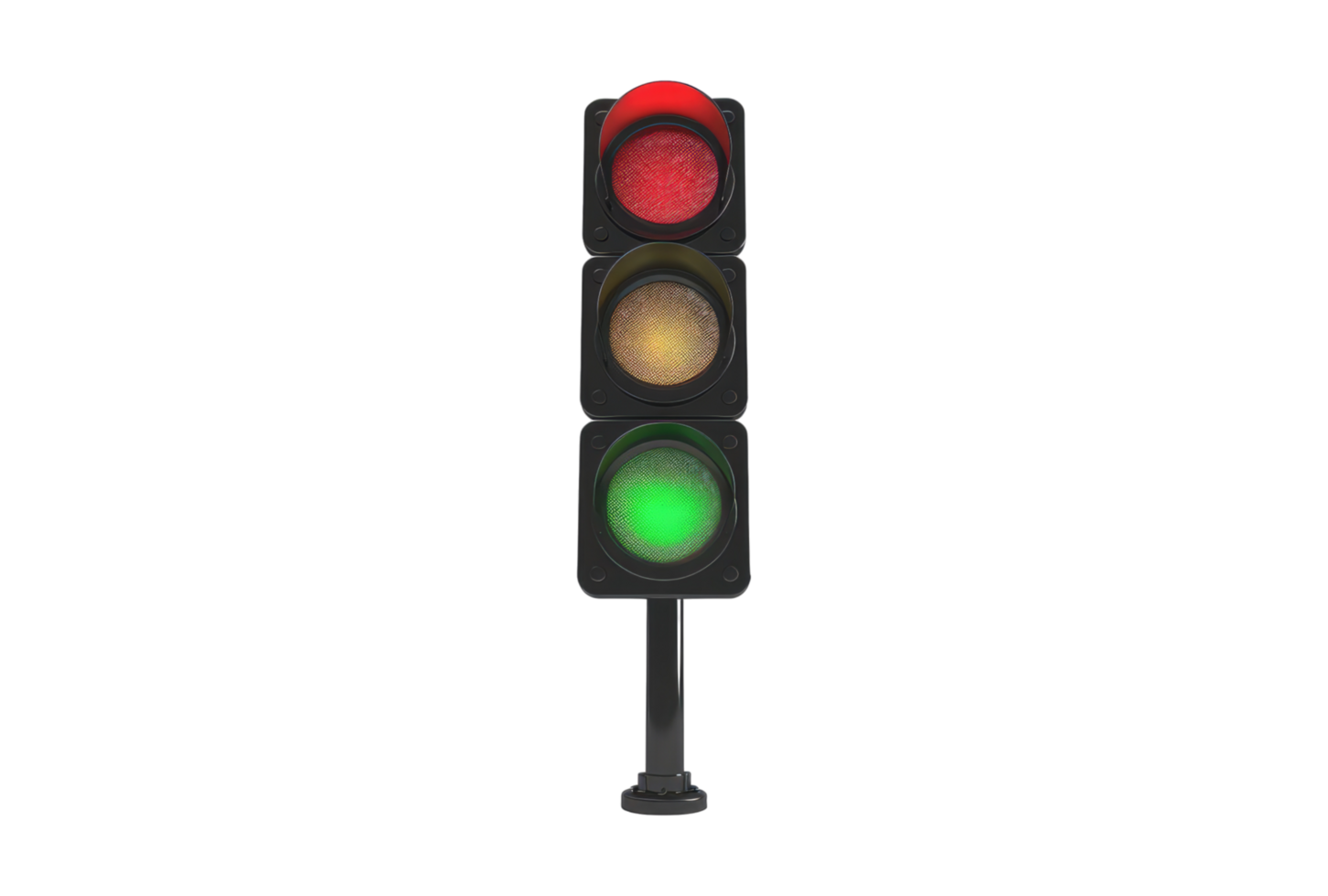 Traffic signal light isolated on transparent background. png