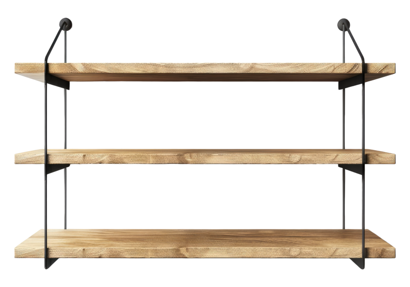 Hanging shelf or racks made of wood isolated on transparent background. png