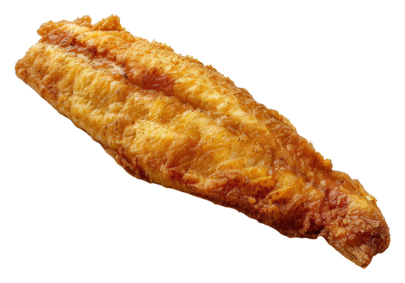 Fried fish fillet isolated on transparent background. png