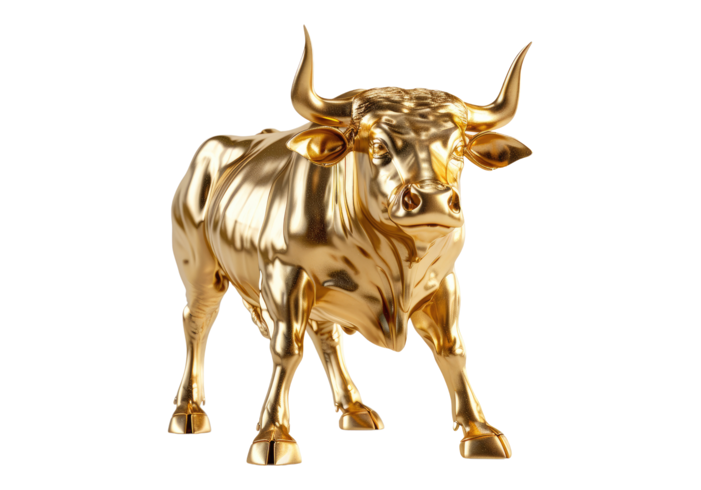 Gold bull isolated on transparent background. png
