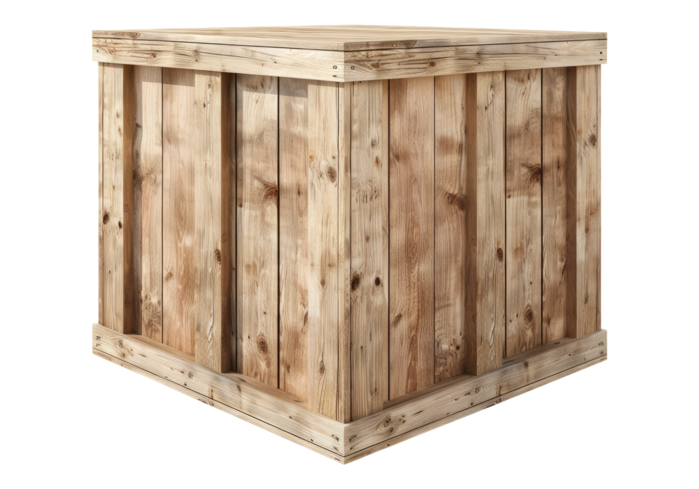 wood crate box isolated on transparent background. png