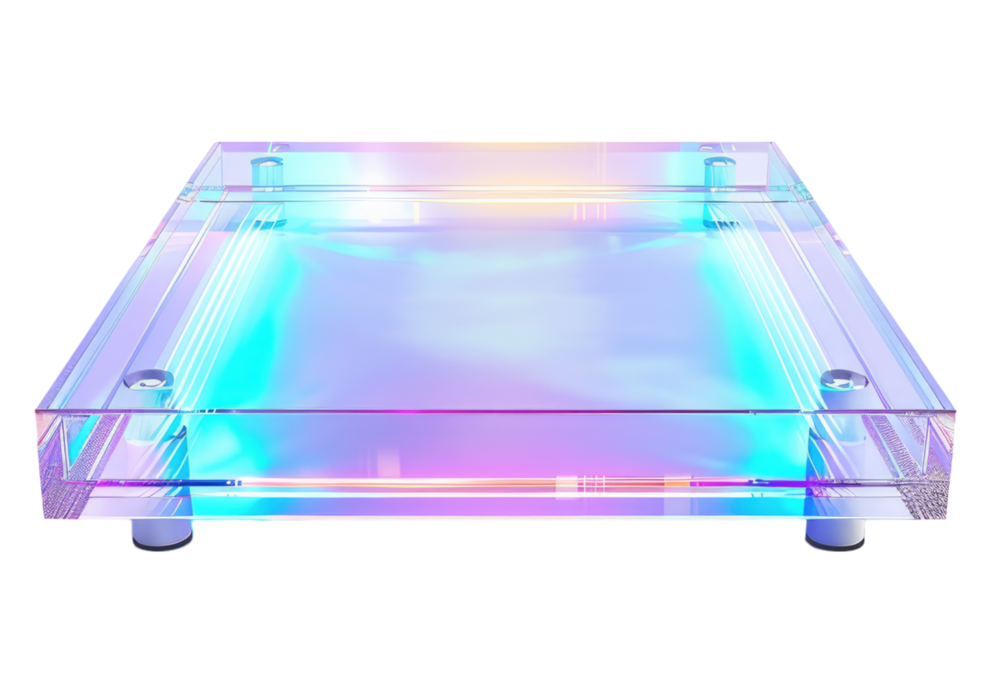 Neon LED lit acrylic platform for product presentation and display isolated on transparent background png