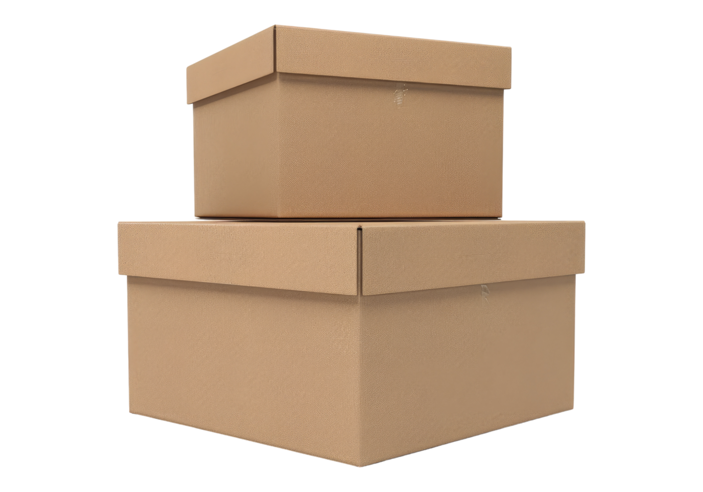 stack of two plain brown cardboard boxes isolated on transparent background. png