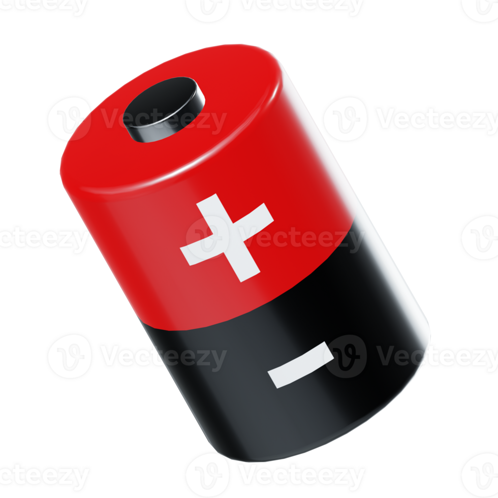 3d red black lithium battery energy power icon png