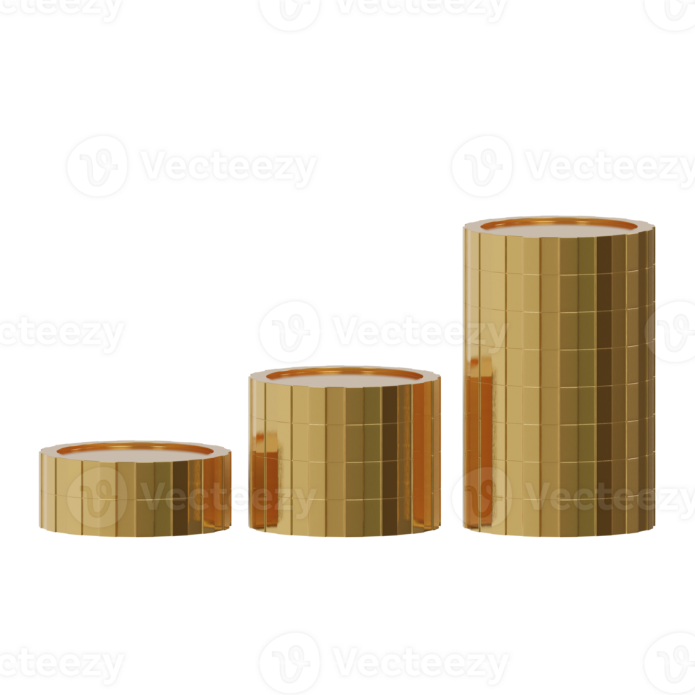 3d stacked growth gold coin investment icon png