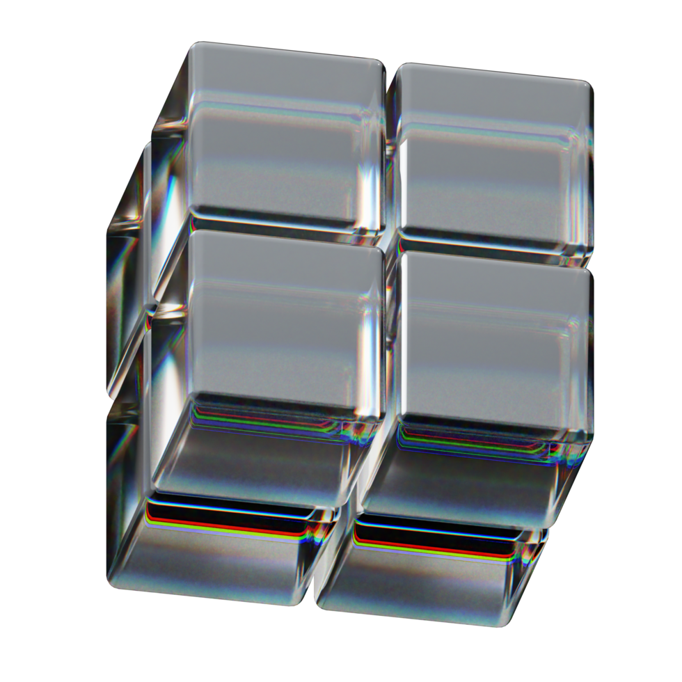 3d random shape cube prism dispersion glass effect light scatter icon png