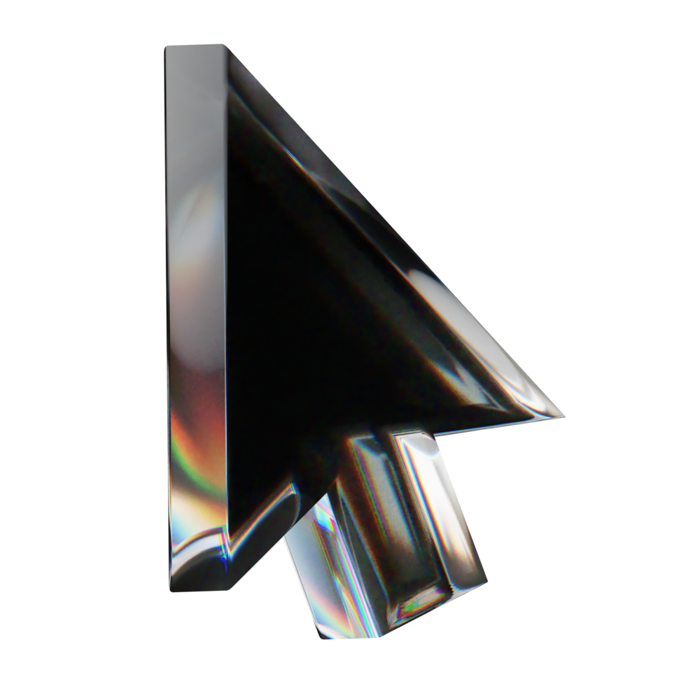 3d random shape cursor prism dispersion glass effect light scatter icon png