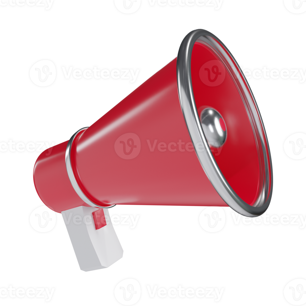 3d red megaphone speaker icon png