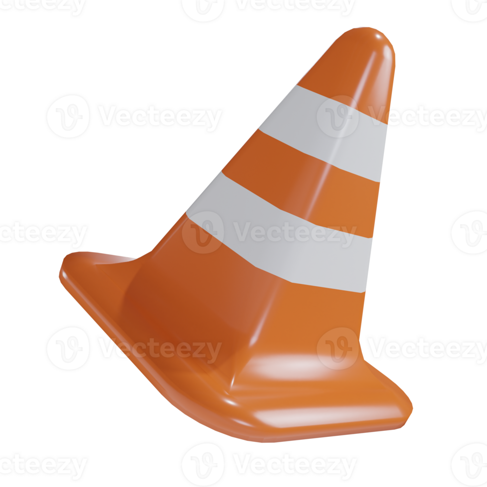 a 3d orange cone construction icon png