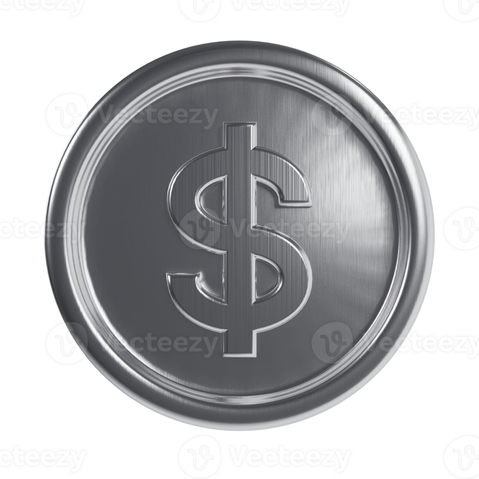 a 3d silver coin currency dollar icon png