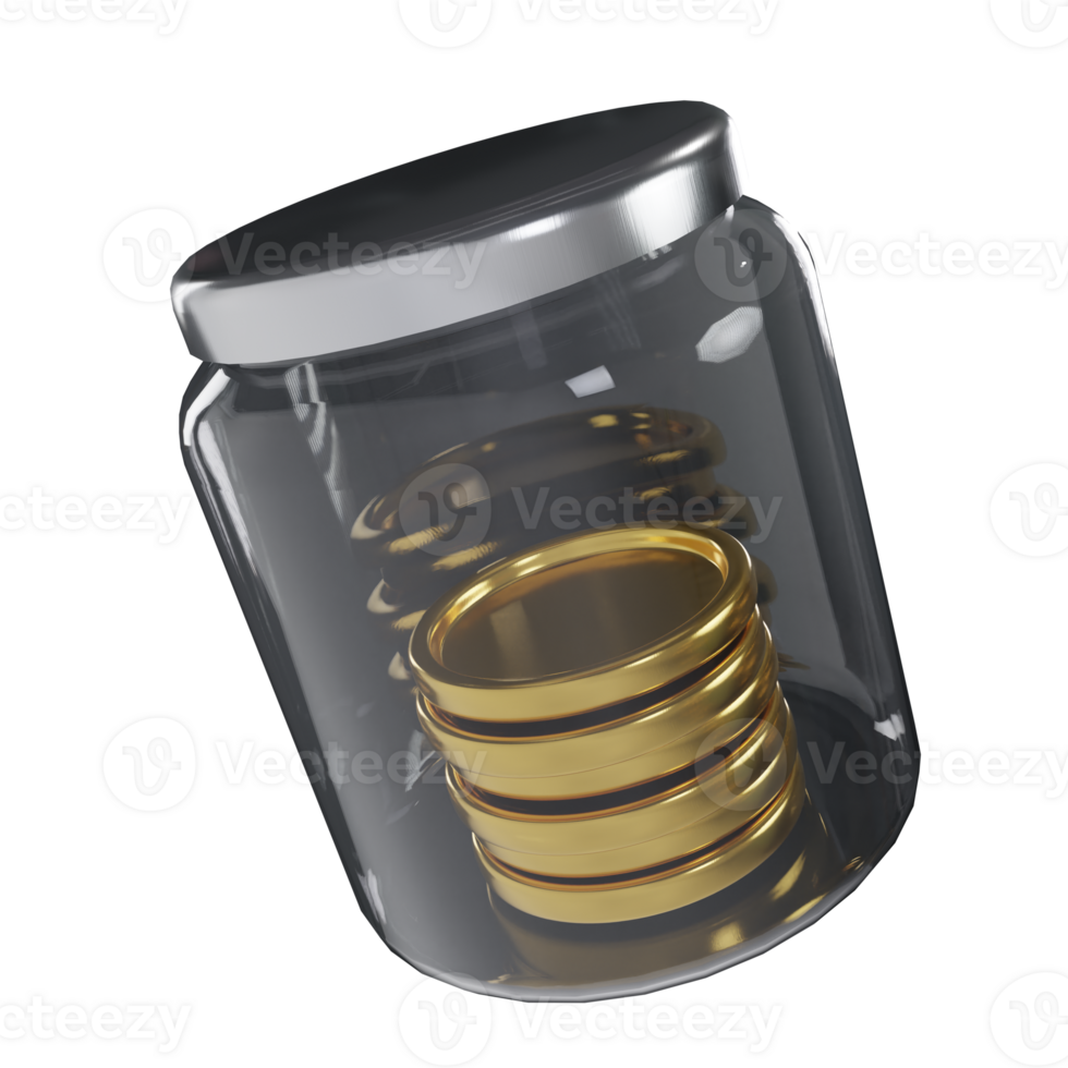 3d gold coin jar icon png