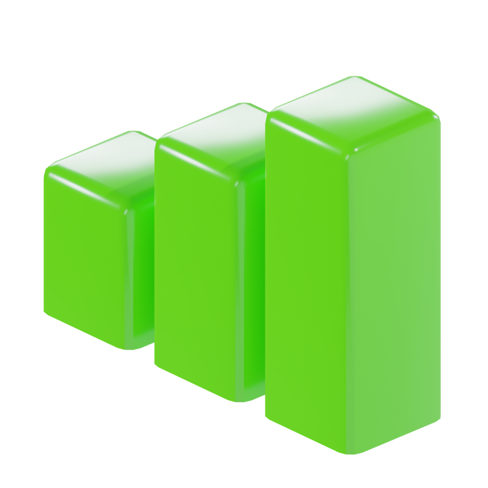 a 3d isometric green candle chart icon png