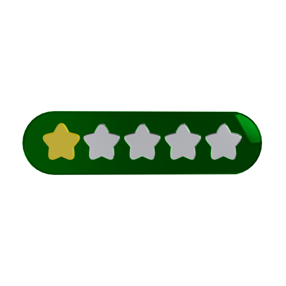 3d review one gold star with glass background icon png