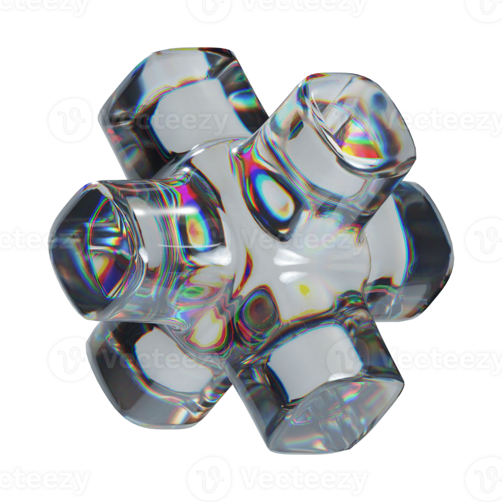 3d random shape geometry glass icon png