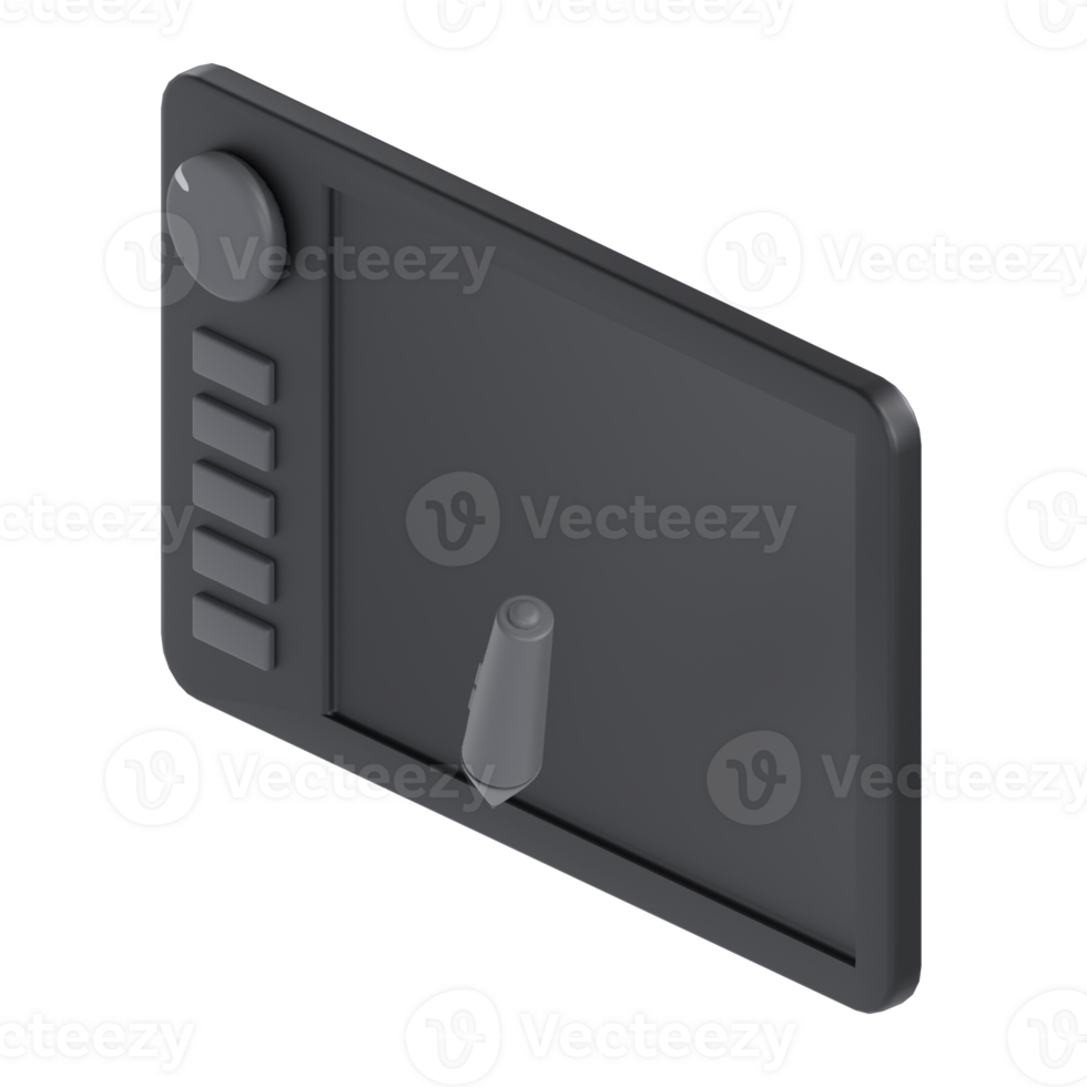 3d isometric black graphic designer pen tablet pencil digital 3d png
