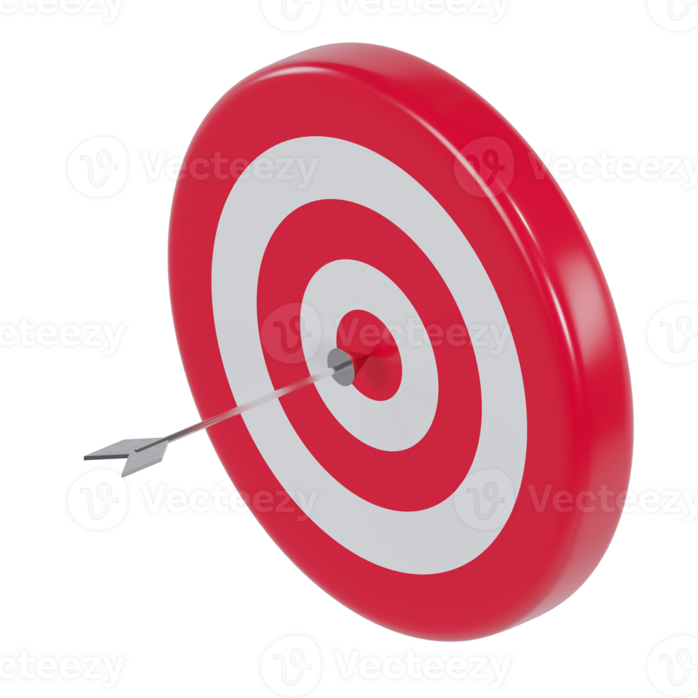3d isometric red target archery bulls eye dart game icon png