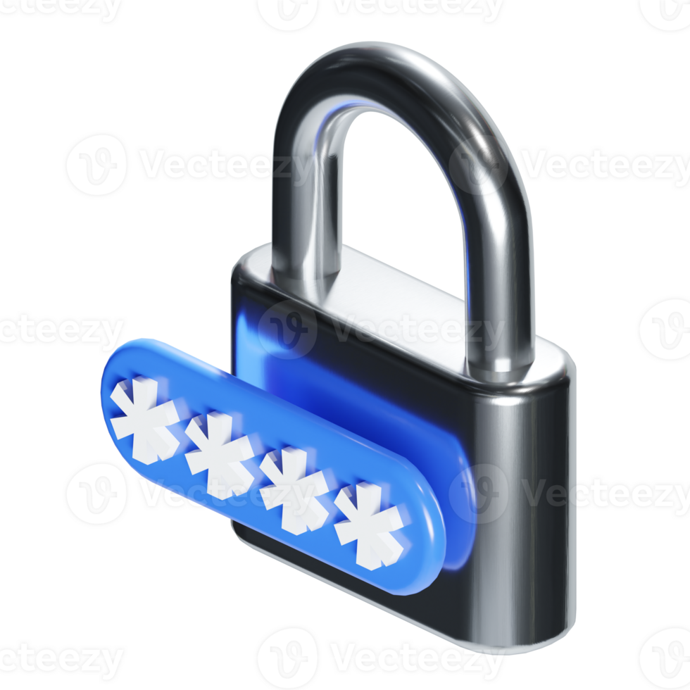 3d isometric lock encrypotion security icon png