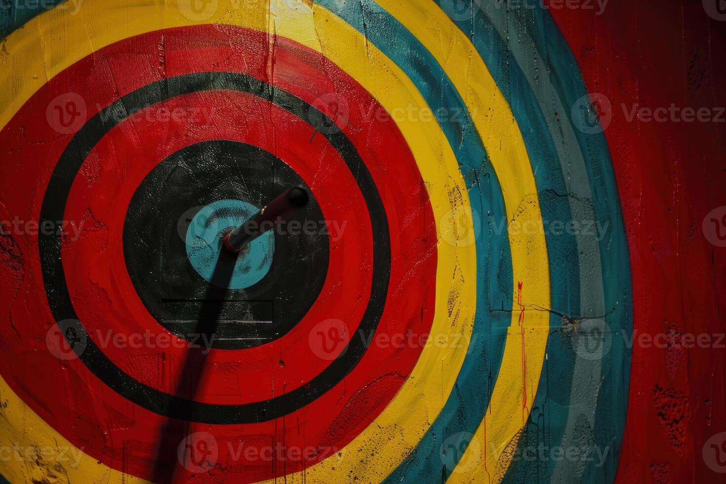 Target showing arrow missing the bullseye on colorful wall photo