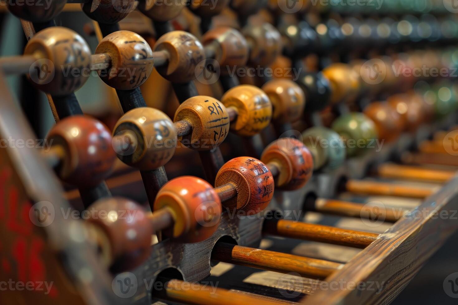 Old wooden abacus showing traditional way of counting photo