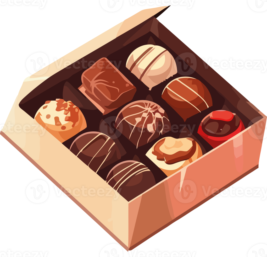 A box of chocolates on a transparent background png