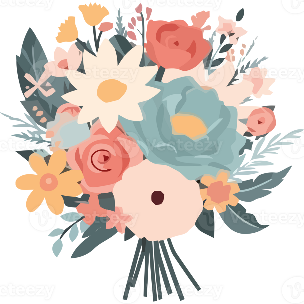 A bouquet of flowers on a transparency background png
